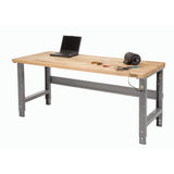 Global Industrial Adjustable Height Maple Butcher Block Square Edge Work Bench, 60" W X 30" D, 1 3/4" Top Global Industrial