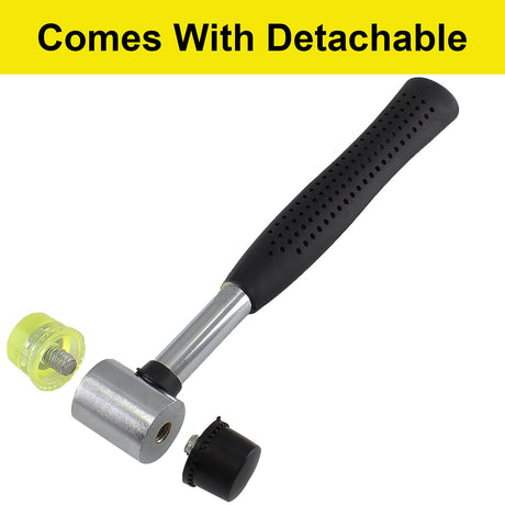 Kyuionty Rubber Mallet Hammer 25mm Double-Face Nylon Rubber Hammer, Soft & Hard Head Mallet with Replacement Heads for Jewelers, Woodworking, Floor Kyuionty
