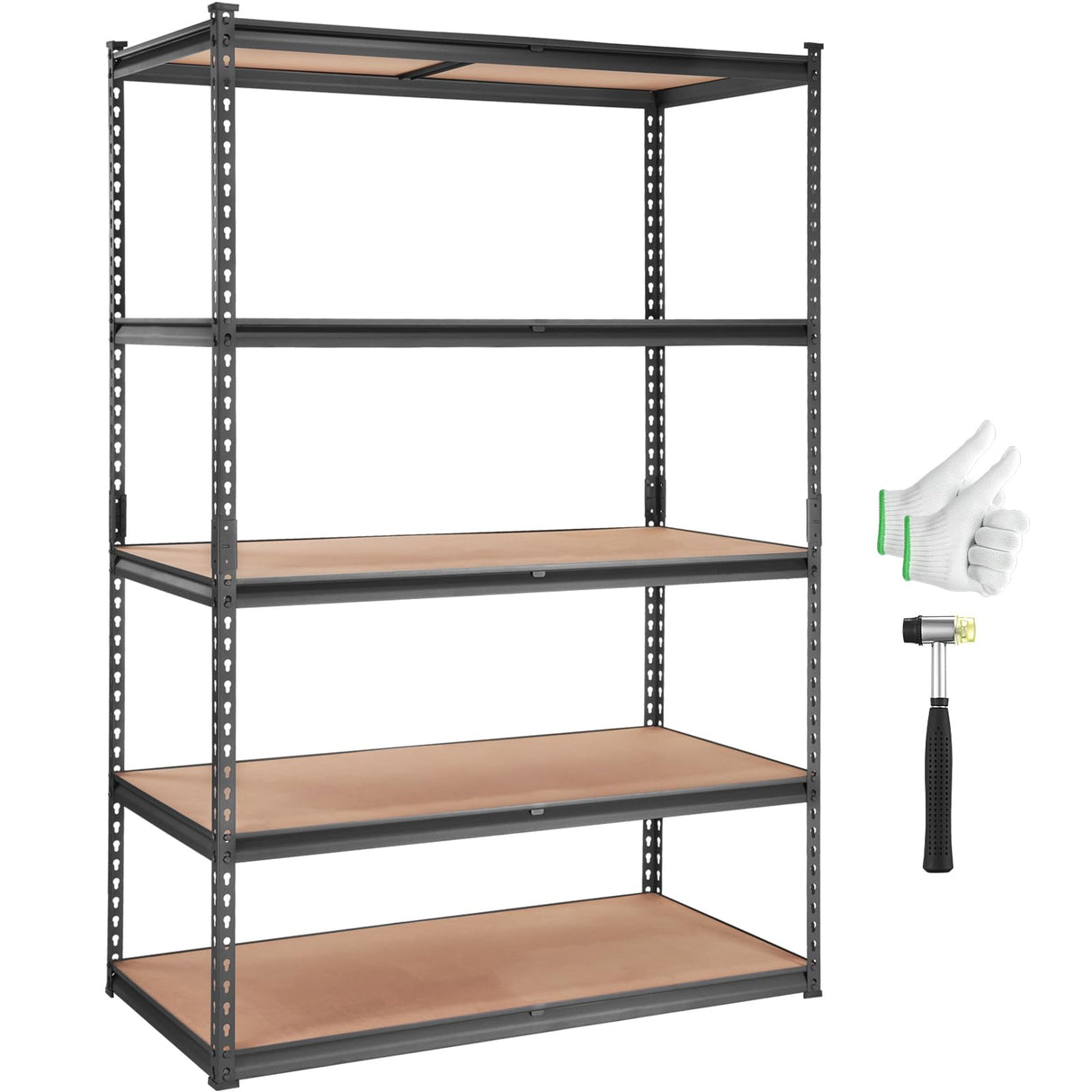 VEVOR Storage Shelving Unit, 5-Tier Adjustable, 2000 lbs Capacity, Heavy Duty Garage Shelves Metal Organizer Utility Rack, Black, 48" L x 24" W x 72" VEVOR