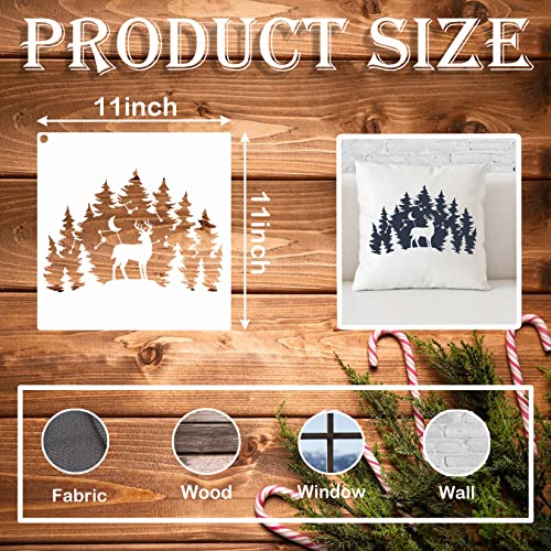 22pcs Forest Wildlife Animal Stencils, Bear Wolf Deer Pine Tree Stencils  Template Reusable Mountain Panda Winter Wood Burning Stencils for Painting  on