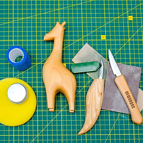 Wood Carving Kit for Beginners - Whittling kit with Giraffe - Linden Woodworking Kit for Kids, Adults - Wood Carving Stainless Steel Knife with NEWURBAN