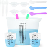 Creahaus 1000ML Large Silicone Measuring Cups for Resin, Easy to Read 36oz Silicone Mixing Bowl with 100ML Silicone Resin Mixing Cup, Easy Clean Creahaus