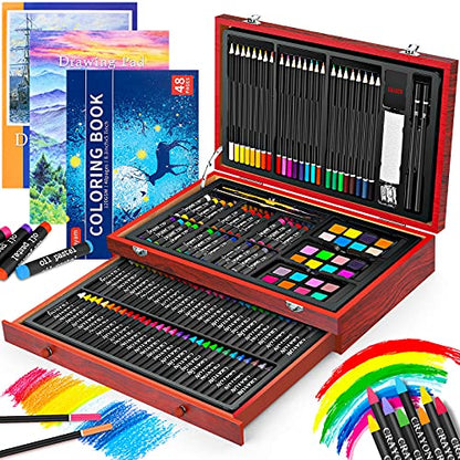 iBayam 78-Pack Drawing Sketching Kit & 150-Pack Deluxe Wooden Art Set