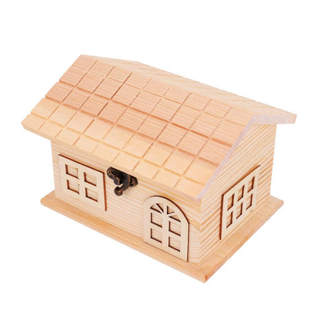 Milisten Box Piggy Bank Unfinished Wood Chest Brush Storage Wood House Storage case bin Organizer Wooden Holder Desktop Wood Holder DIY para guardar Milisten