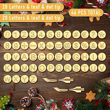 56 Pieces Wood Burning Tip Letter Wood Burning Tip Set Including Alphabet Number Symbol for Wood Burner Craft DIY Embossing Carving Wood Burning Mixweer
