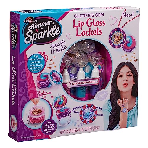 Cra-Z-Art Shimmer ‘n Sparkle Glitter & Gem Lip Gloss Lockets DIY Activity Set - WoodArtSupply