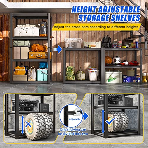 Raybee Garage Shelving Adjustable Storage Shelves 4 Tier Metal Shelving Unit Industrial Metal Shelves for Storage Garage Shelf Storage Rack for Raybee