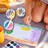 4 Pack Split Cups for Paint Pouring + 2 Pcs Stir Stick, Silicone Paint Pour Cup Resin with 2-5 Channels Dividers Pouring Painting Tools for DIY IOUALEY