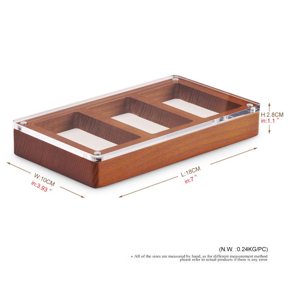Oirlv Solid Wooden Glass Top Jewelry Display Case,Wooden Small Jewelry Tray for Collectibles Home Organization Accessories Storage Box with Oirlv