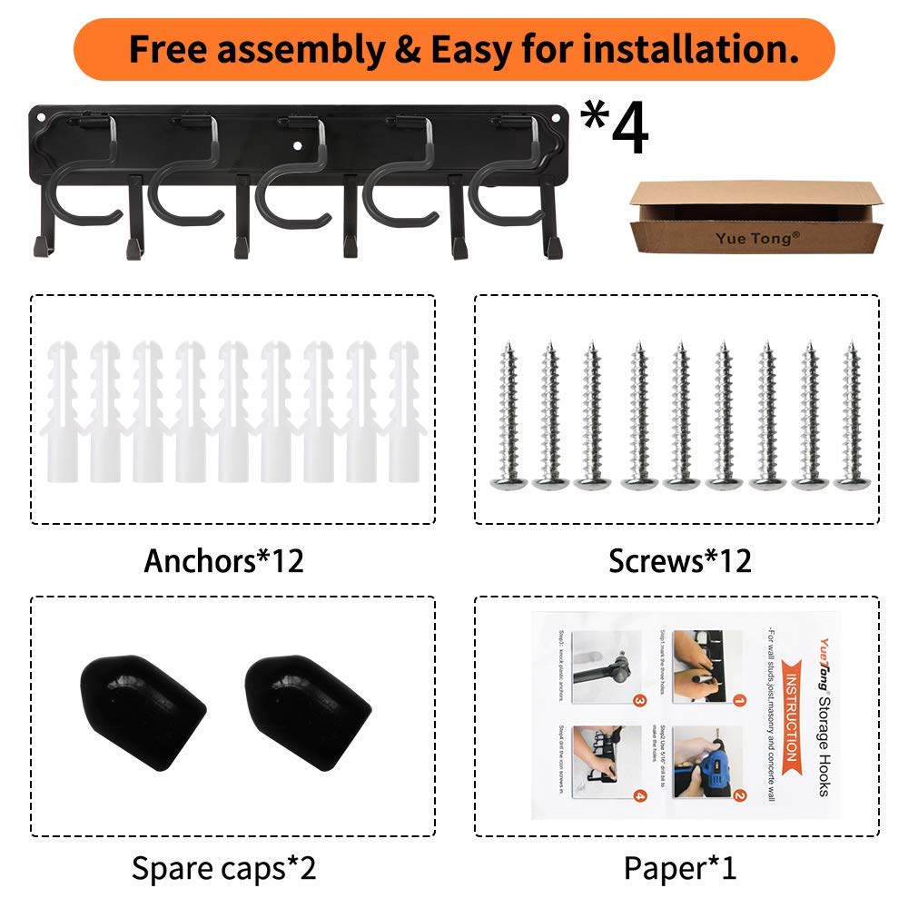 YueTong 68" All Metal Garden Tool Organizer,Adjustable Garage Wall Organizers and Storage,Heavy Duty Wall Mount Holder with Hooks for YueTong