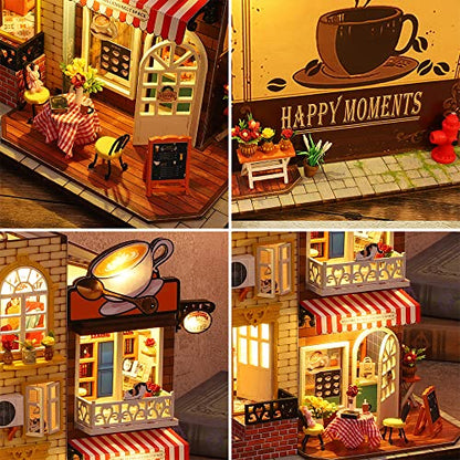 Roroom DIY Miniature and Furniture Dollhouse Kit,Mini 3D Wooden Doll House Craft Model with Dust Proof Cover and Music Movement,Creative Room Idea - WoodArtSupply