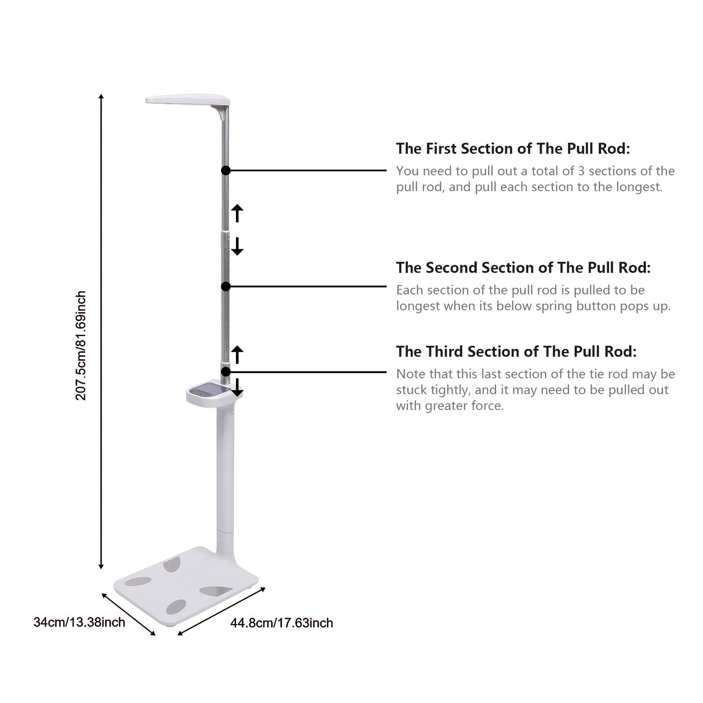 Professional Digital Physicians Scale 440lbs/200kg Capacity Digital Medical Scale for Body Weight and Height Scale Range 80-195CM BMI Body Fat