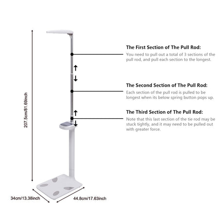 Professional Digital Physicians Scale 440lbs/200kg Capacity Digital Medical Scale for Body Weight and Height Scale Range 80-195CM BMI Body Fat JAYEUW