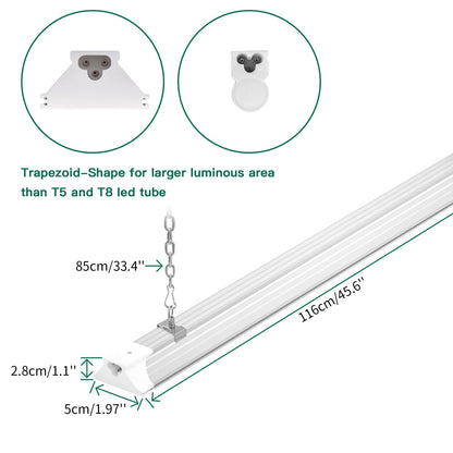 6 Pack LED Shop Light 4FT 60W, 8700LM Linkable Utility Shop Light 5000K Daylight White Hanging/Mounted Light for Garage, Super Bright Integrated Shop - WoodArtSupply