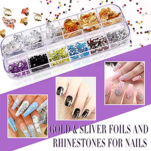 JOYJULY Nail Art Brushes, Nail Art Kit for Beginners with Nail Dotting Tools Butterfly Nail Art Stickers Nail Art Foil Rhinestone Nail Art Striping - WoodArtSupply