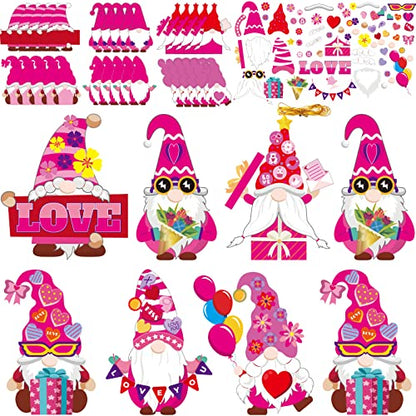 chiazllta 30 Packs Valentine's Day Craft Kits DIY Gnome Art Craft for Preschool Kids, Valentine's Make Your Own Gnome Paper Craft Set for Home Class