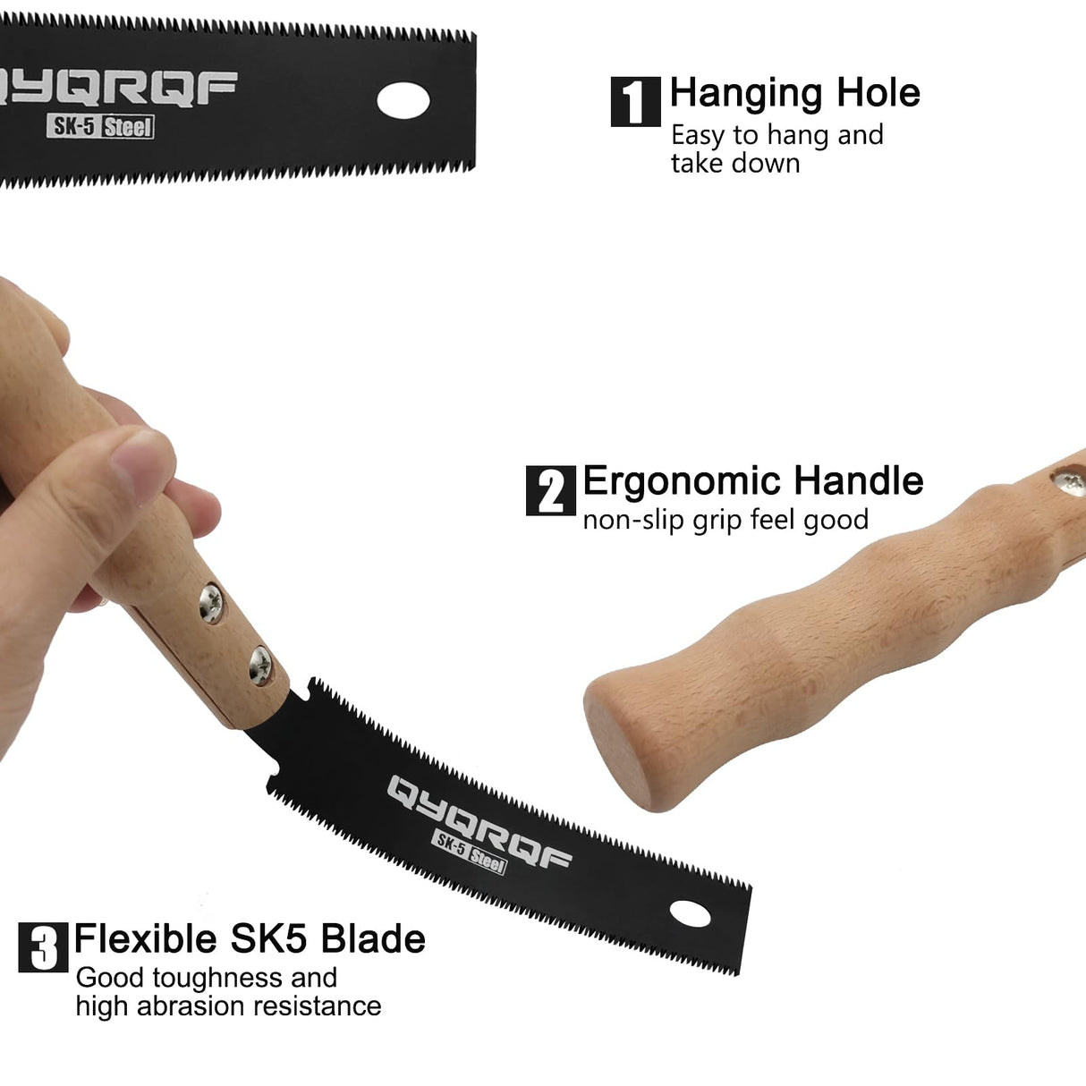 QYQRQF Small Hand Saw, 6 Inch Japanese Pull Saw with Double Edges 15/17 TPI Flush Cut Saw for Woodworking DIY Projects QYQRQF