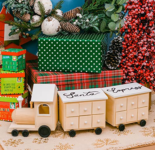 Train Wood Advent Calendar 8 x 22 Inch, Pack of 1 Unfinished Christmas Advent Calendar With 24 Empty Drawers for Crafts, by Woodpeckers Woodpeckers
