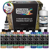 U.S. Art Supply Pouring Masters 8-Color Metallic Ready to Pour Acrylic Metallic Pouring Paint Set - Premium Pre-Mixed High Flow 8-Ounce Bottles - for U.S. Art Supply