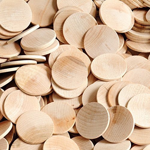 Wood Discs and Blank Tokens for Crafts, 1-1/2 x 1/8 inch Wooden Coins, Pack of 100 Unfinished Wood Circles, by Woodpeckers