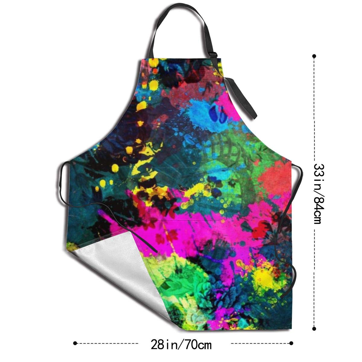 Deaowangluo Adult Size Adjustable Bib Colorful Paint Splatter Apron Extra Long Ties with Tool Pockets for Gifts-Home Kitchen Baking - WoodArtSupply