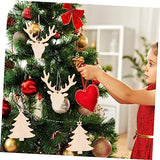 VOSAREA 40pcs Wood Chip Christmas Tree Ornaments Wooden Christmas Ornaments Unfinished Wood Slices Ornaments Wooden Reindeer Cutouts Hanging Decor VOSAREA