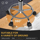 WKWKER Round Rolling Stool with Footrest PU Leather Height Adjustable 360° Swivel Stool with Wheels Office Stool Chair Home Drafting Work Studio Shop WKWKER