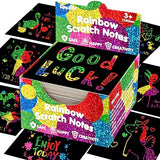 RMJOY Scratch Art Mini Notes: 160 Holographic Rainbow Scratch Paper Magic Craft Card DIY Kit Supplies Party Favor Gift Toy for Kid Art Craft Bulk Set RMJOY