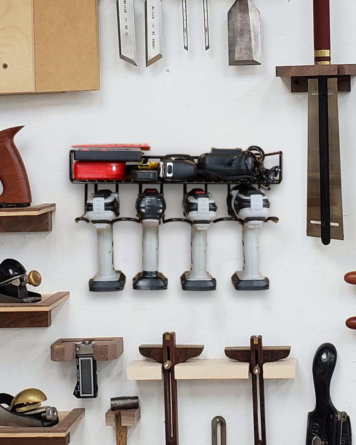 WellMall Garage Organization and Drill Storage - 2 Pack Power Tool Organizer Wall Mount Style, Great for Drill as Tool Utility Shelves / Rack, WellMall