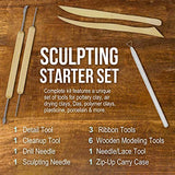 US Art Supply 14-Piece Pottery, Clay Sculpture & Ceramics Tool Set with Canvas Zippered Case US Art Supply