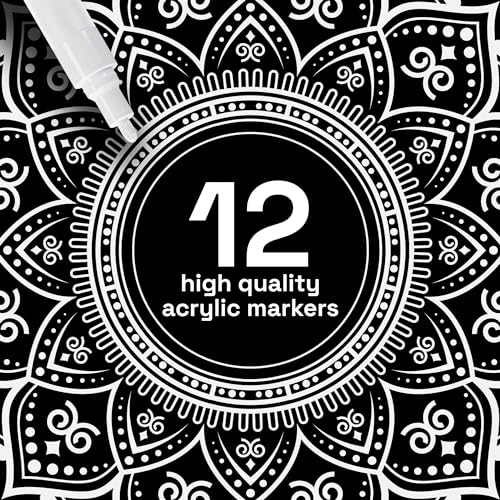 ARTISTRO Paint Pens for Rock Painting, Stone, Ceramic, Glass, Wood, Tire, Fabric, Metal, Canvas. Set of 12 Markers for Acrylic Painting, Water-based, ARTISTRO