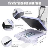 AKEYDIY Heat Press 15X15 Slide Out Sublimation T-Shirt Heat Press Machine for T Shirts Industrial-Quality Digital Sublimation Heat Press Machine for AKEYDIY