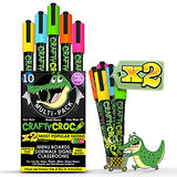 Crafty Croc Liquid Chalk Markers, Neon Chalk Pens Glow Under Blacklight, Includes 2 Each Fluorescent Yellow, Blue, Green, Orange and Pink (10 Pack) Crafty Croc
