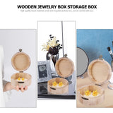 Healifty 2PCS wooden jewelry organizer Unfinished Wood Box Wedding Round Gift Box Storage Organizer Craft Box for Arts Hobbies and Home Storage Home Healifty