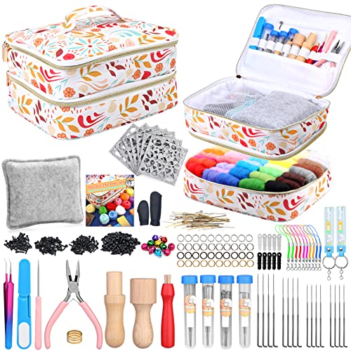 Veroave Needle Felting Starter Kit with Storage Bag, 385 Pcs Complete Needle Felting Tools and Supplies, Wool Felting Kit with Wool Felt Tools and Veroave