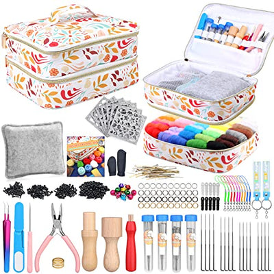 Veroave Needle Felting Starter Kit with Storage Bag, 385 Pcs Complete Needle Felting Tools and Supplies, Wool Felting Kit with Wool Felt Tools and