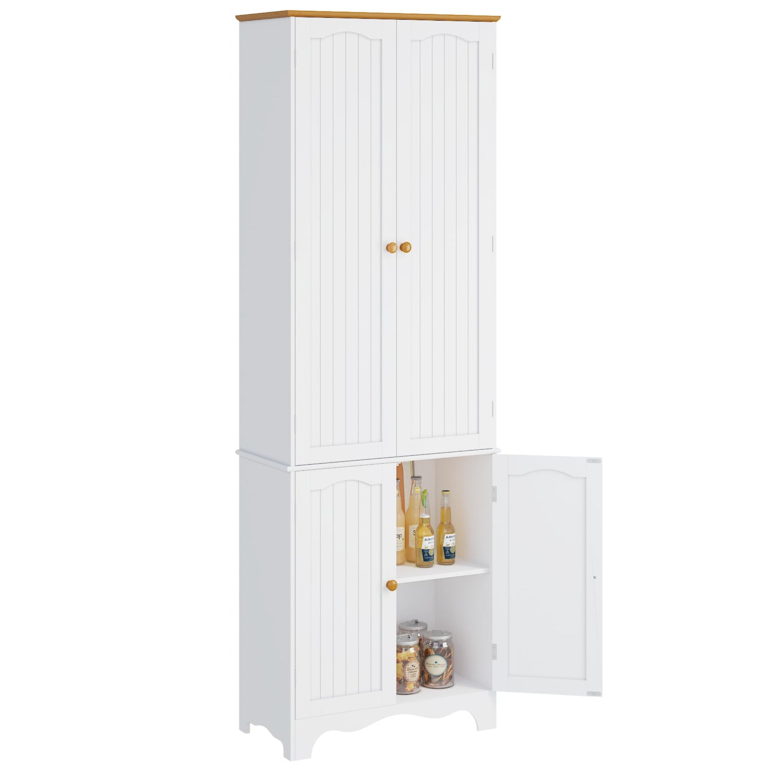 Function Home 72" Kitchen Pantry Cabinet, Freestanding Storage Cabinet, Tall Food Pantry with Doors and Adjustable Shelves, Utility Floor Cabinet for Function Home