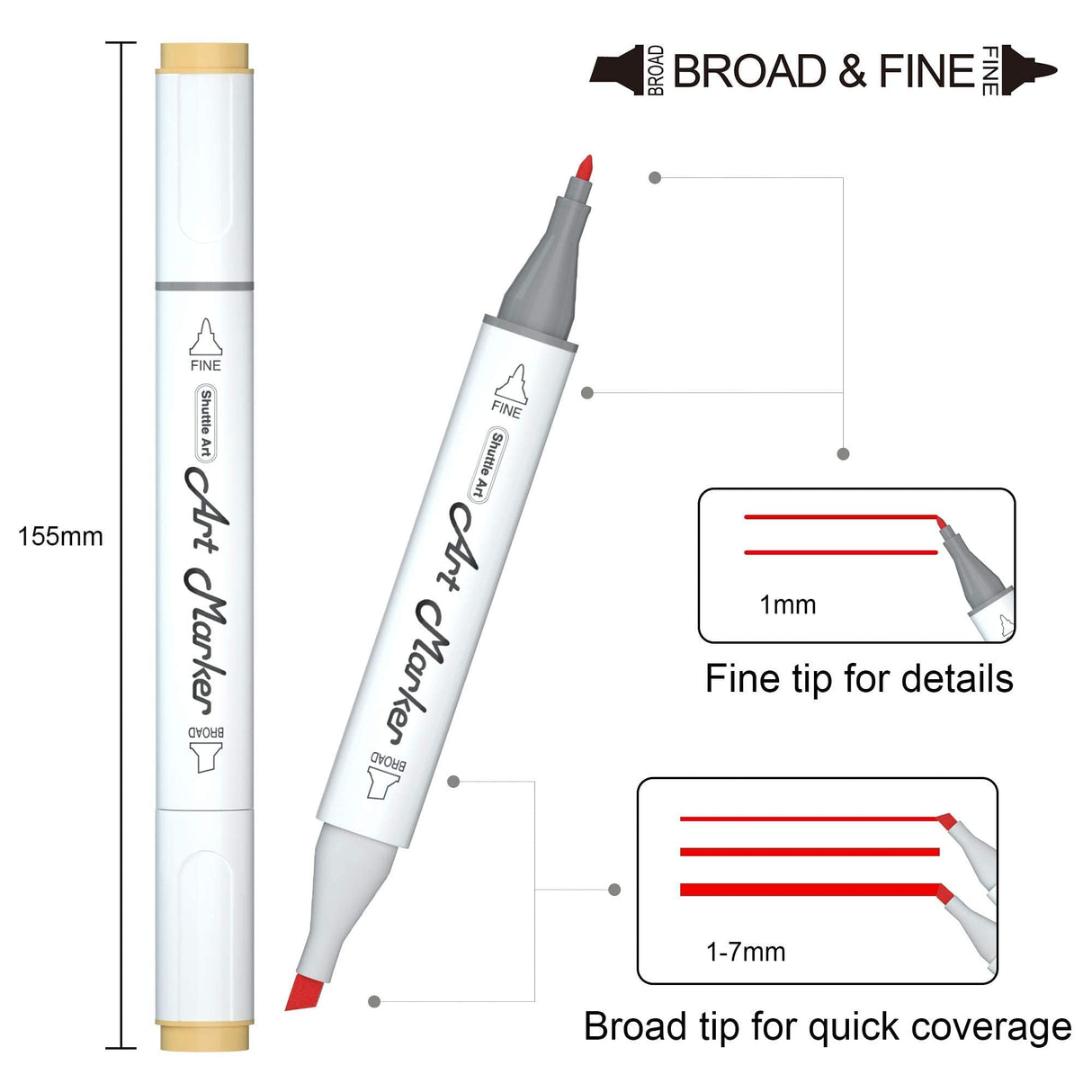 Shuttle Art Art Markers Bundle - 30 Colors Alcohol Markers + 36 Colors Skin Tone Markers Shuttle Art