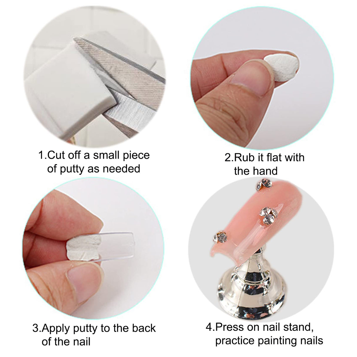 1Set Acrylic Nail Stand with 42pcs Reusable Putty Metal Nail Holder for Painting Nail Display Stand Nail Hand Practice Nail Tip Stand Magnetic Nail ZOQINI