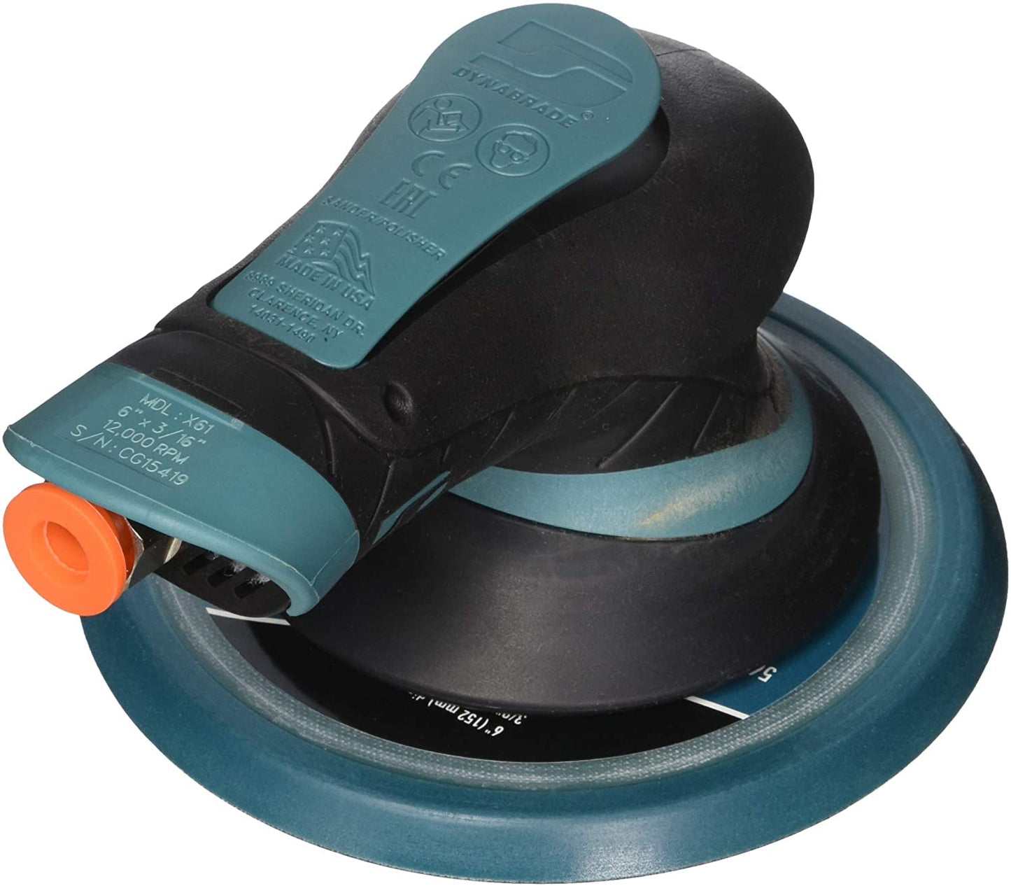 Dynabrade (X61) Dynorbital Extreme 6" (152 mm) Diameter Random Orbital Sander, Non-Vacuum, Vinyl Pad Face | Proportionate 3/16" (5 mm) Diameter Orbit - WoodArtSupply