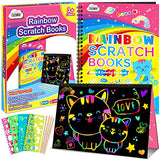 ZMLM Rainbow Scratch Notebooks for Kids: 2 Packs Art-Craft Scratch Off Notebooks Kits Magic DIY Paper Supplies Toy for 3 4 5 6 7 8 9 Years Old Girls ZMLM