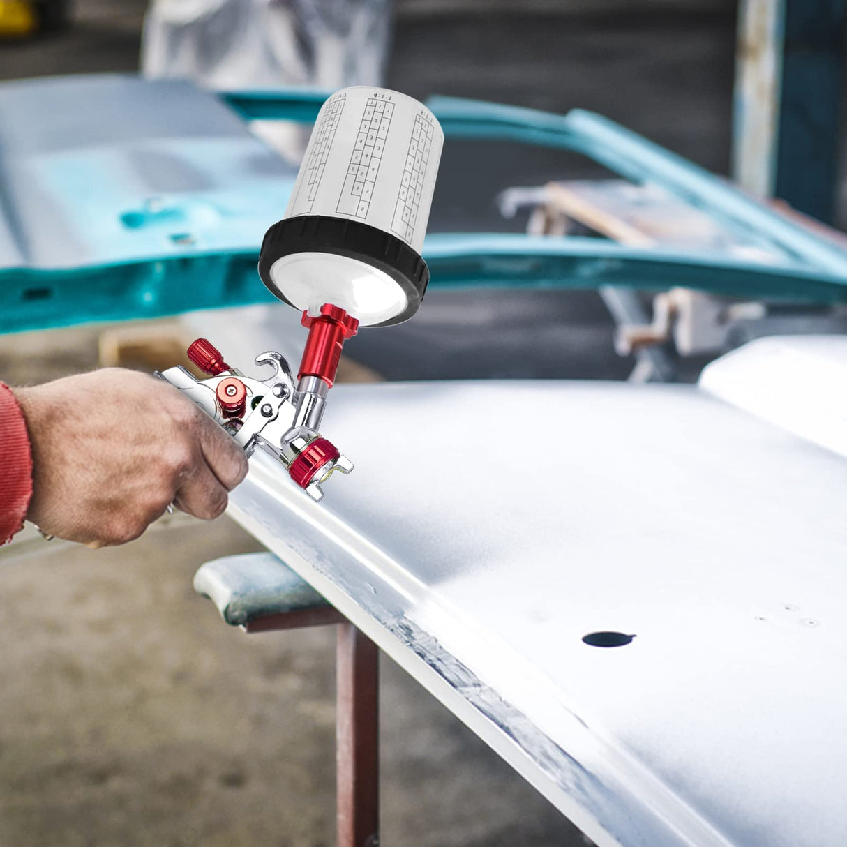 HVLP Spray Gun Set, Automotive Paint Spray Paint Gun Mini Air Paint Sprayer with 10 Disposable 400ML Cups for Car Furniture Body Repair Painting Aflybltol