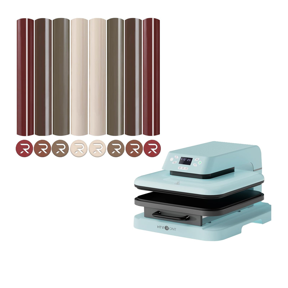 HTVRONT Auto Heat Press Machine for T Shirts - Heat Press 15x15 & HTVRONT Skin Tone Puff Vinyl Heat Transfer - 9Pcs HTVRONT