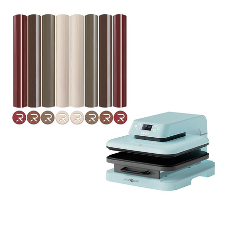 HTVRONT Auto Heat Press Machine for T Shirts - Heat Press 15x15 & HTVRONT Skin Tone Puff Vinyl Heat Transfer - 9Pcs HTVRONT