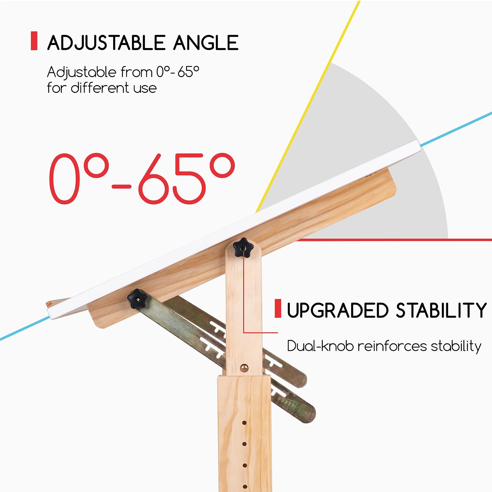 MEEDEN White Board Drafting Table and Stool Set, Height Adjustable Artist Stool and Craft Table, Tiltable Tabletop of Drawing Desk, Wooden Stool, - WoodArtSupply