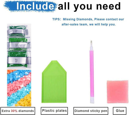 EIBEILI Diamond Painting Kits for Adults, Horse 5D Diamond Art Kits for Kids Beginner DIY Full Drill Diamond Dots Crystal Craft Kits for Home Wall