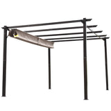 Outsunny 10' x 13' Aluminum Patio Pergola with Retractable Pergola Canopy, Backyard Shade Shelter for Porch, Outdoor Party, Garden, Grill Gazebo, Outsunny