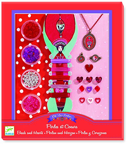 Djeco Jewelry Making Kit, Beads and Hearts DJECO