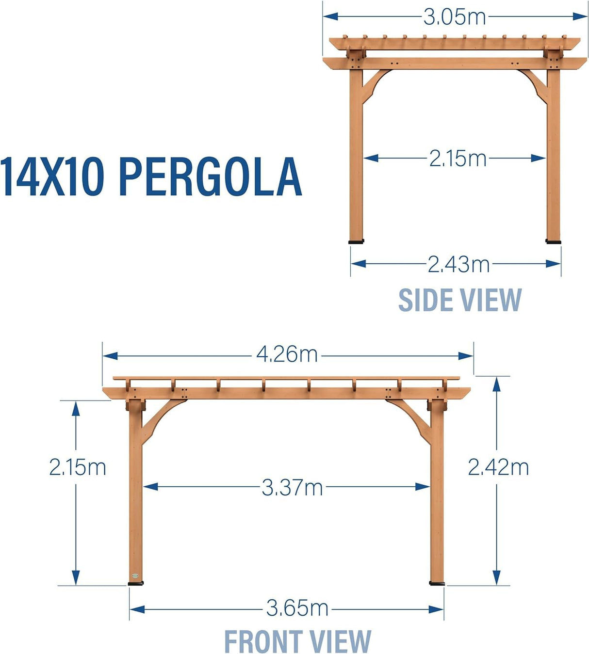 Backyard Discovery 14x10 ft All Cedar Wood Pergola, Durable, Quality Supported Structure, Snow and Wind Supported, Rot Resistant, Backyard, Deck, Backyard Discovery