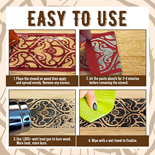 Flame Paste for Wood Burning - Clear - DIY Arts and Crafts Wood Burning Gel for Home or Office - Extra Strength Burn Paste Made in USA - 4 OZ Jar - Samorillo